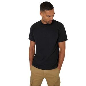 Threadbare Mens Textured Crew Neck Regular T-Shirt / Black